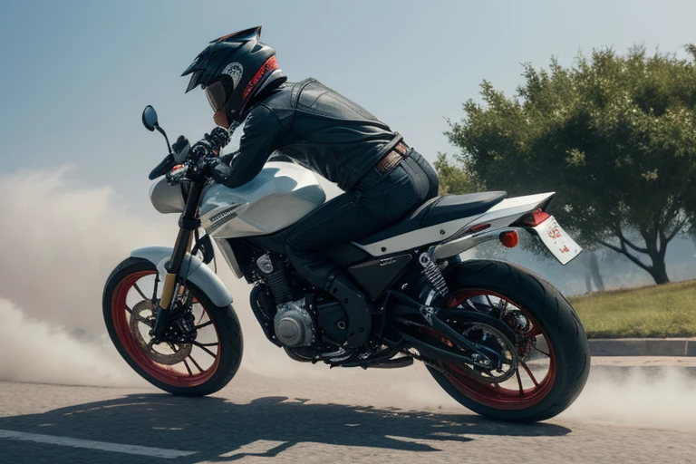 masterpiece, highest quality, One girl, (cigarette:1.0), Riding on motorcycle, View your viewers, ,
BREAK Cut BREAK Yellow Eyes、Tilt the bike sideways、Applying the brakes,Dust rises after braking、
 