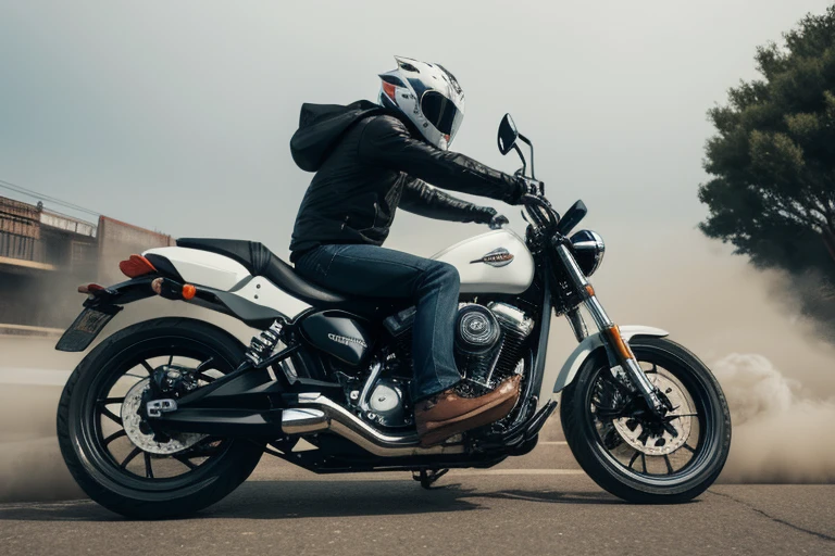 masterpiece, highest quality, One girl, (cigarette:1.0), Riding on motorcycle, View your viewers, ,
BREAK Cut BREAK Yellow Eyes、Tilt the bike sideways、Applying the brakes,Dust rises after braking、