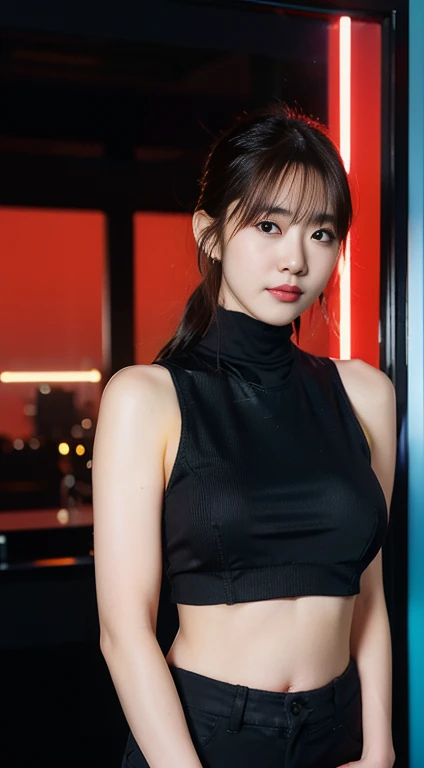 (8k, RAW Photos, highest quality, masterpiece:1.2), (Realistic, photo-Realistic:1.37),(Japanese female models), cute,Professional Lighting, Photon Mapping, Physically Based Rendering, Cosplay, Lucy ,(cyber punkな都市の背景),Bobcut,Machinery Parts,Grey Eyes, Black rubber material,(Bodysuits),cyber punk, city, Black trousers,(Neon Light),sexy,cigarette, View your viewers,, 8K High Resolution, 8k, CG wallpaper, Realistic, Medium chest, whole body
