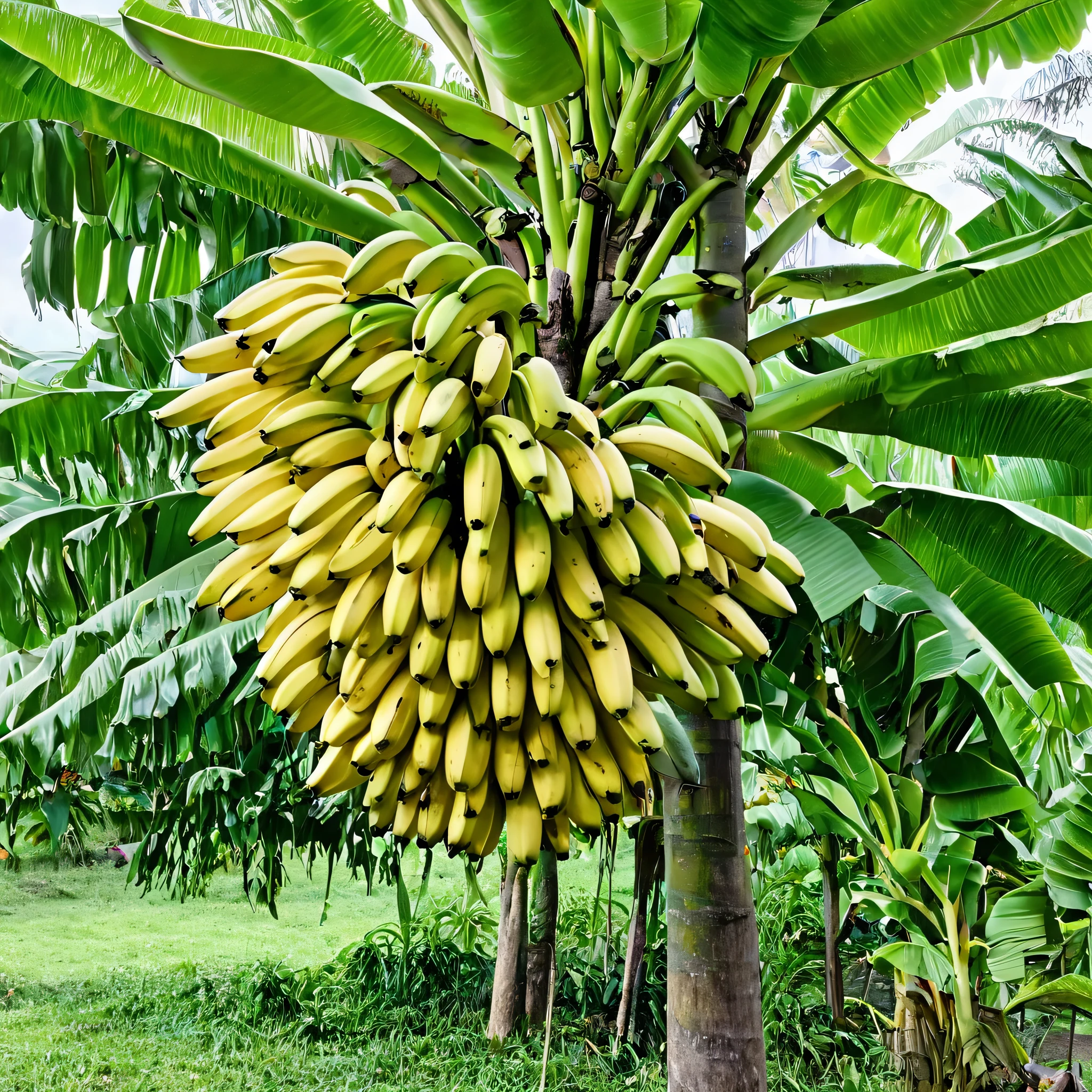 Auto focus photo of bananas on a tree