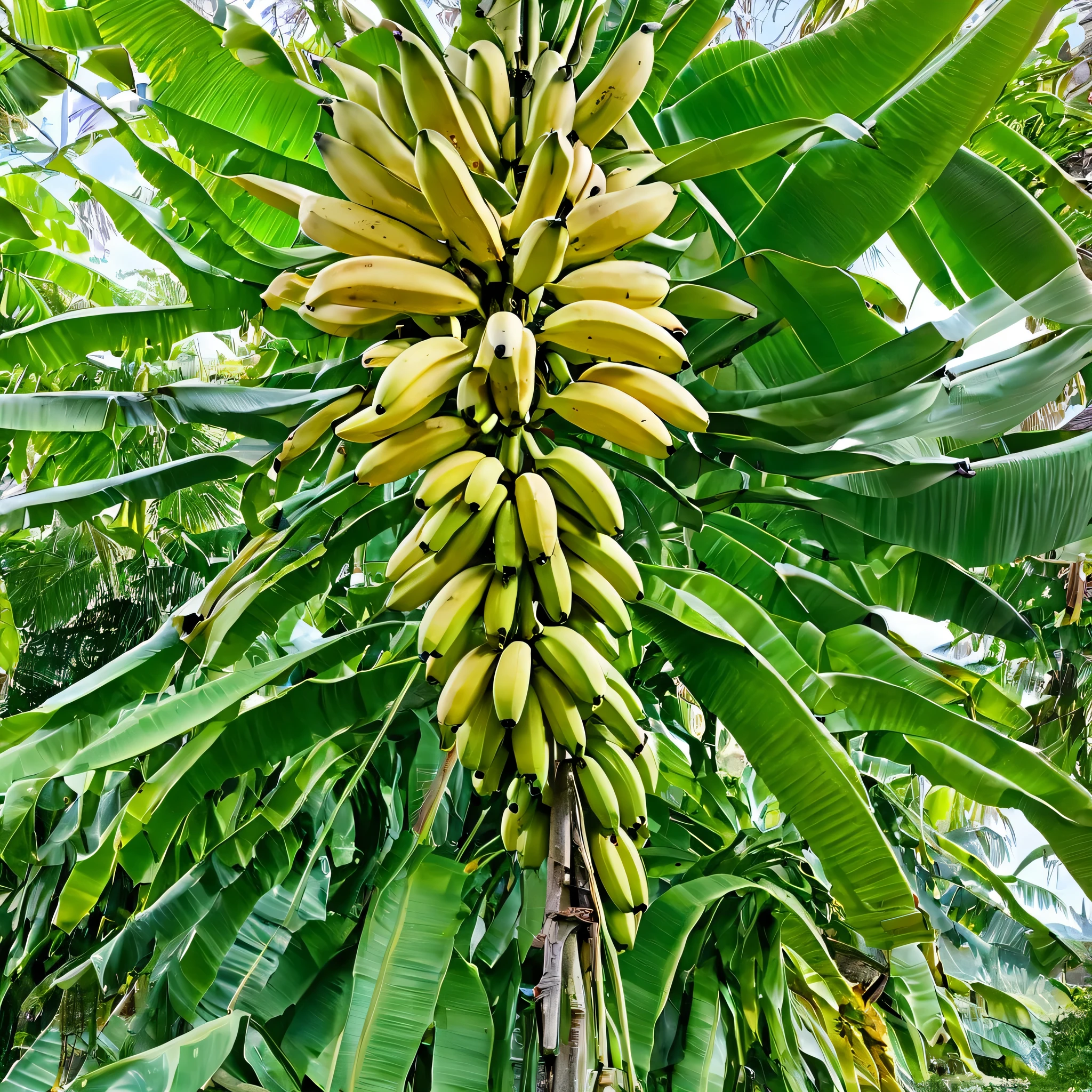 Auto focus photo of bananas on a tree