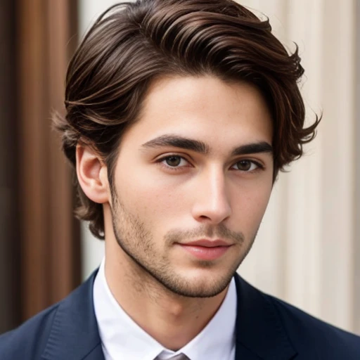   beautiful Asmonean Jewish man, with brown hair focus on face