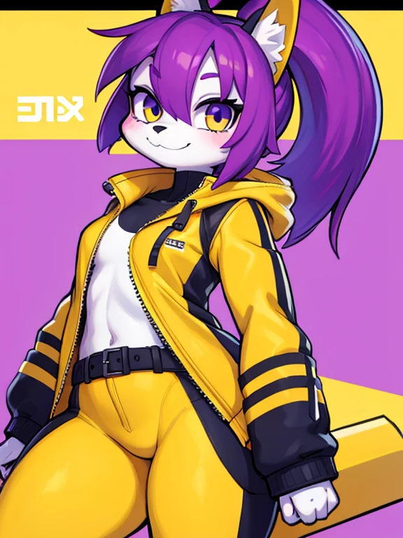 Color Dick 0n Icon, ik1, 1 girl, smile, yellow jacket, cartoon bones,