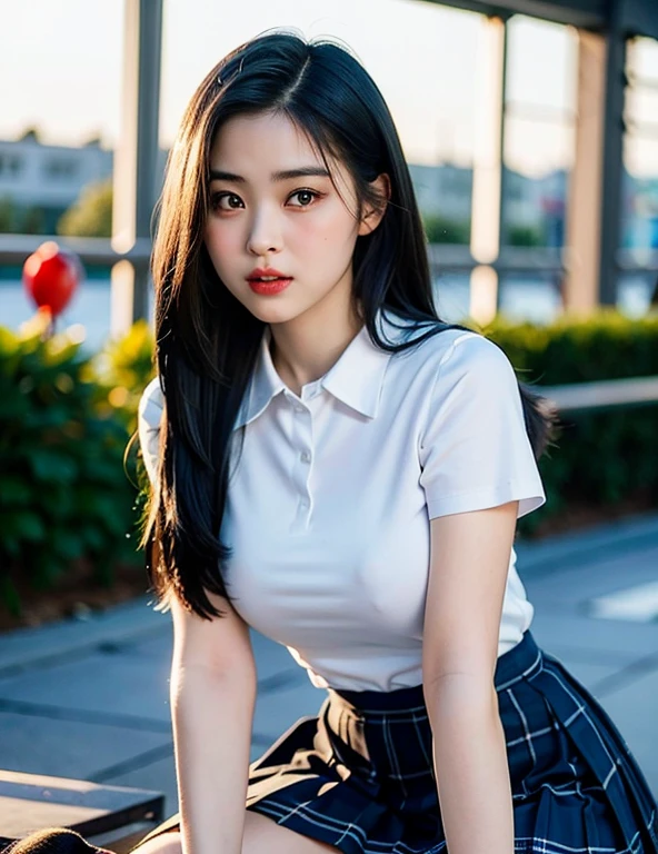 high school, Browsing Caution,8k,(RAW Photos:1.2),(highest quality:1.4),(masterpiece:1.4),Best illustrations,Ultra-high resolution,Portraiture,Film Grain,movie,One Girl,Written boundary depth,(Realistic:1.4),(Detailed Hair,Realistic Hair,Realistic lighting,Realistic Shadows,Realistic clothing,Realistic Skin),Natural skin texture,Super Detail,( Portraiture: 0.6),(Particles of light,Lens flare,Luminous Particles:0.6),(Bokeh:1.2),cute,Professional Lighting,Photon Mapping,Radio City,Physically Based Rendering,Unbelievably absurd,Glowing Skin,(Pale skin:1.2),(Pyros Face_v1:0.7),(close:1.1),(Fair skin:1.1) , (Round face: 1.5),Open your mouth,Puffy eyes,Purple eyes,double eyelid,(single-track:1),(Long Hair:1.1),Floating Hair NovaFrog style,High Ponytail,Floating Hair,Compensate,(very thick lip gloss,Lots of eyelashes,eye shadow),Beautiful legs,(Unbuttoned shirt:1.1),Sailor suit,((school uniform, Checkered Pleated Skirt)),White shirt,Super short skirt,(Big Breasts:1.2),(teeth:1.2),Knee socks,Outdoor,city,sunny,whole body,On all fours,Female panther posing,return,Backwards,(Beautiful nipples exposed: 0.9),Japanese Girls,Downward,Protruding buttocks,Turned her away,stick out,Protruding areola, 陰部の形がteethっきりと見える, pubic hair, Coarse hair on the underbelly, Spread your legs
