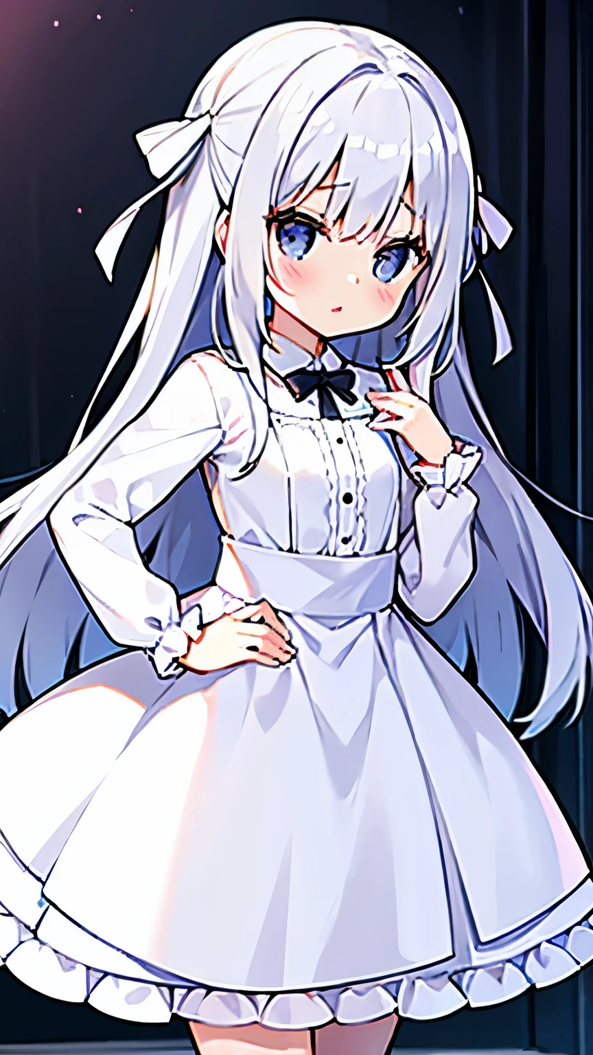 Pure white dress、Gray Hair、girl、Apathy、Angel's wing、Facing forward