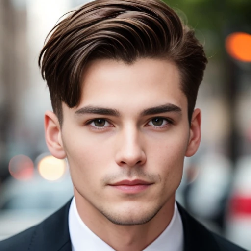 a man jodie perfect short hair, focus on the face.