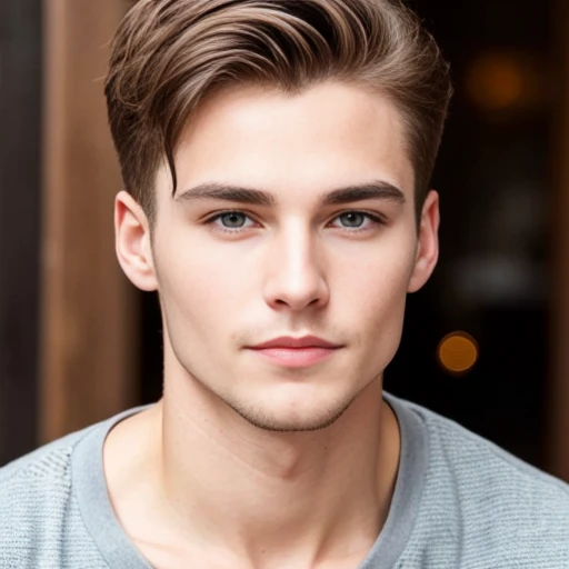 a man german perfect short hair, focus on the face.