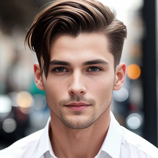 a man jodie perfect short hair, focus on the face.