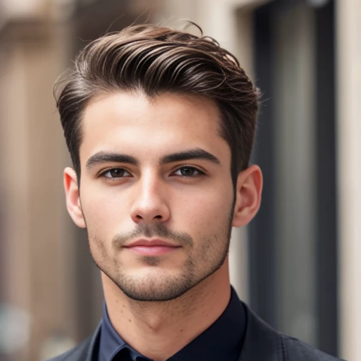 a man italian perfect short hair, focus on the face.