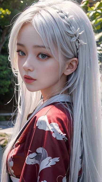 ((masterpiece)), ((highest quality:1.1)), 8k, ((Ultra-high resolution:1.2)), ((Realistic:1.3)), RAW Photos, ((Japanese Girls:1.1)), Silvery white hair, Red extensions, Hair blowing in the wind, ((Glowing Skin:1.2)), Kabuki Makeup, Black kimono, White and red pattern.
This Japanese Girls masterpiece showcases the highest quality in its 8k resolution. Lifelike, Realistic representation, The RAW format provides clear, crisp detail. The girl is long, Silvery white hair that flows in the