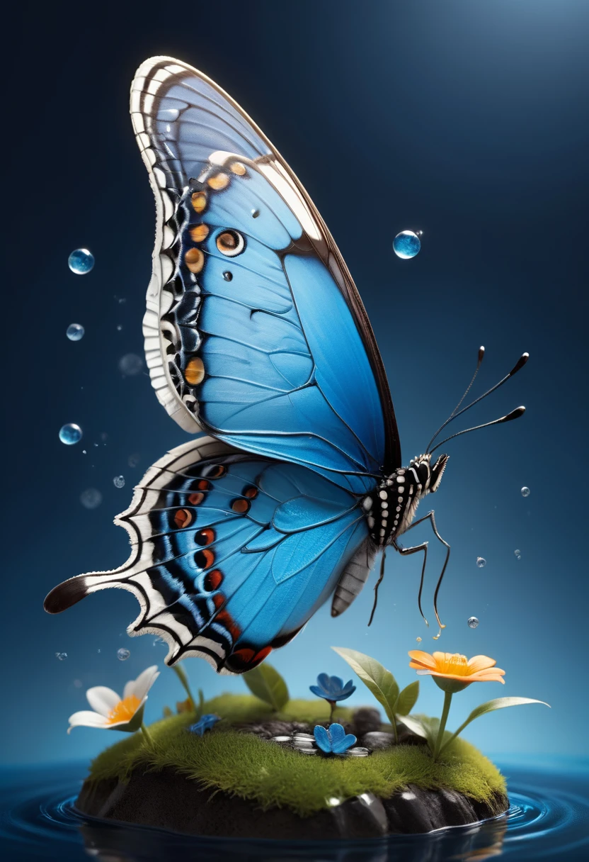 blue butterfly, (masterpiece, best quality, Professional, perfect composition, very aesthetic, absurdres, ultra-detailed, intricate details:1.3), by joel robison