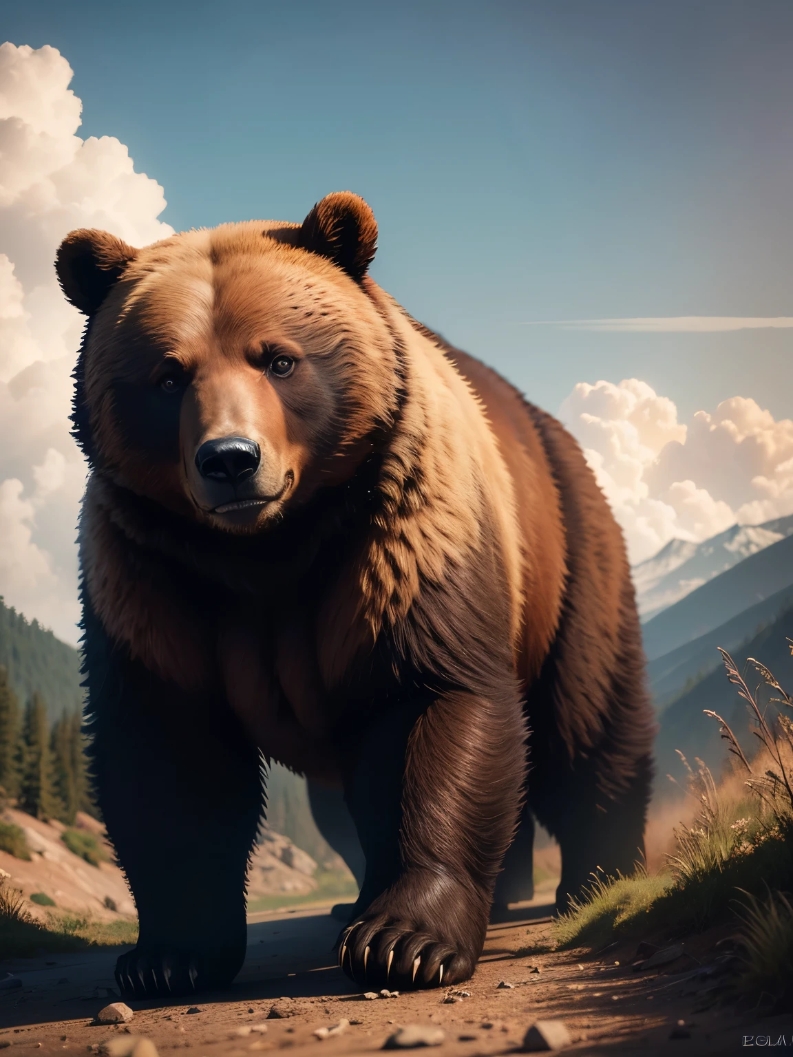 bear, ultra detailed, high quality, 8k resolution, zoom out, show full body