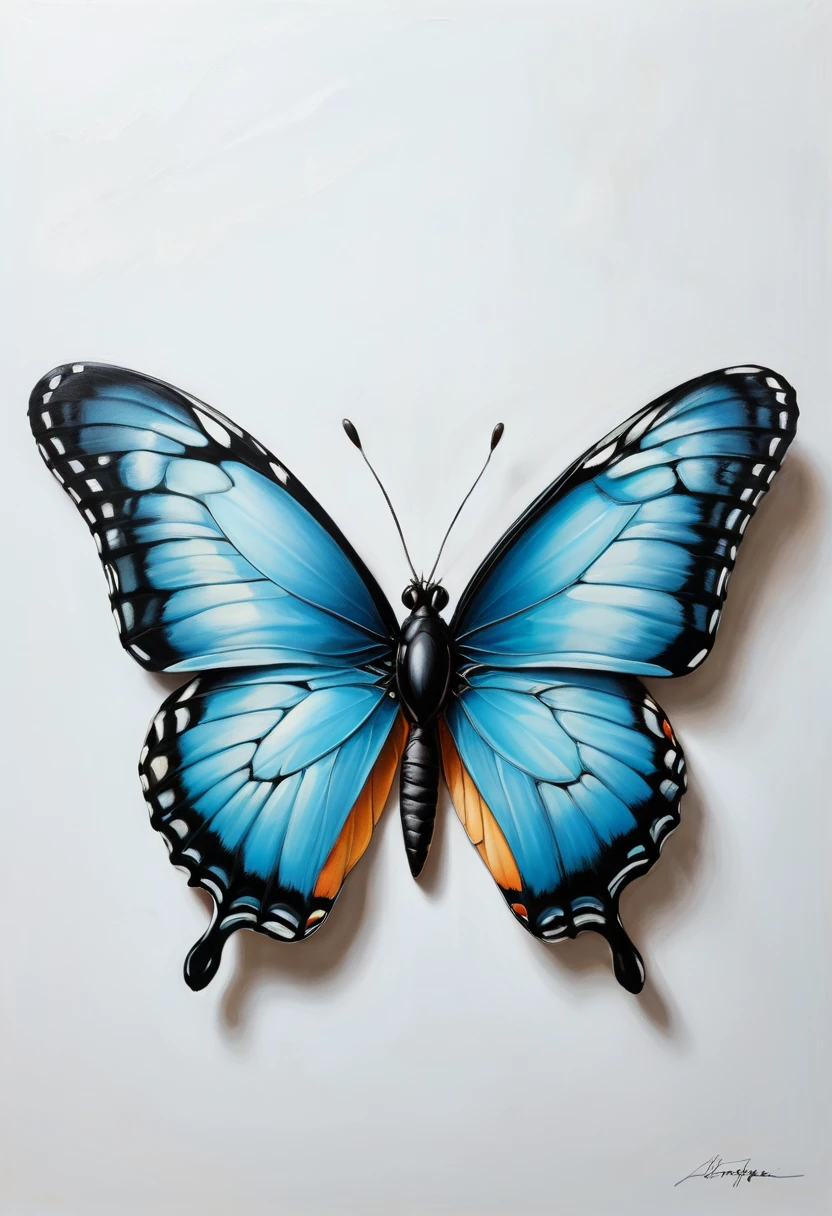 blue butterfly, (masterpiece, best quality, Professional, perfect composition, very aesthetic, absurdres, ultra-detailed, intricate details:1.3), by Oliver Jeffers