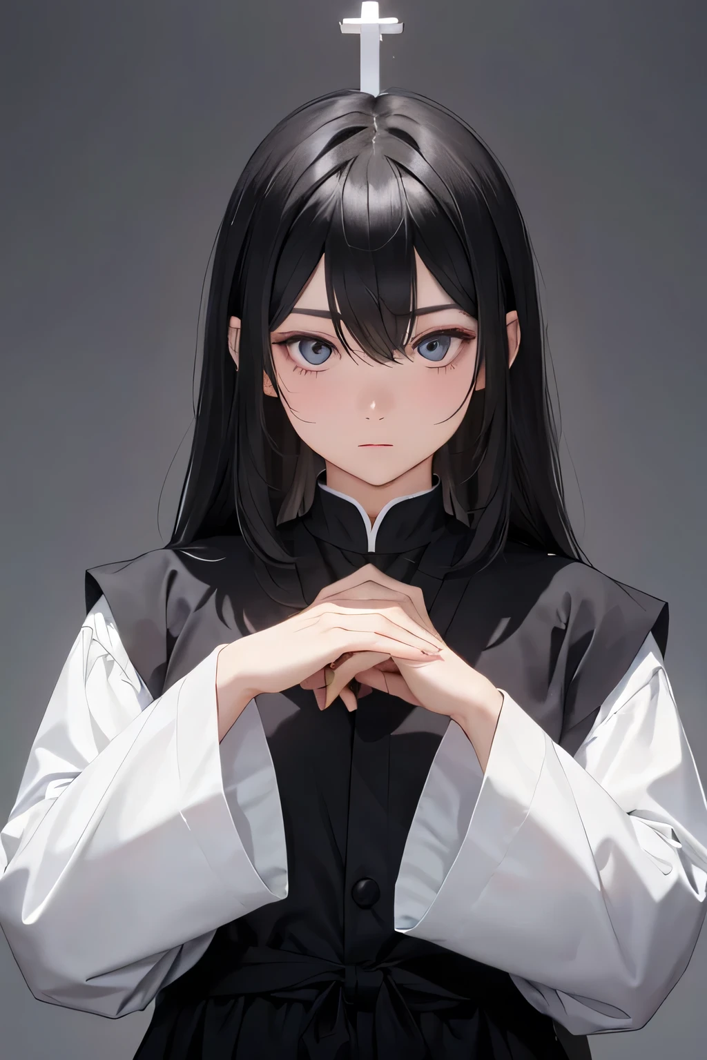 ultra-detailed、((whole body))、religion、Believer、Monastic uniform、male、1 person、front、Simple Background、Black Hair、30 years old、Beautiful eyes、Beautiful face