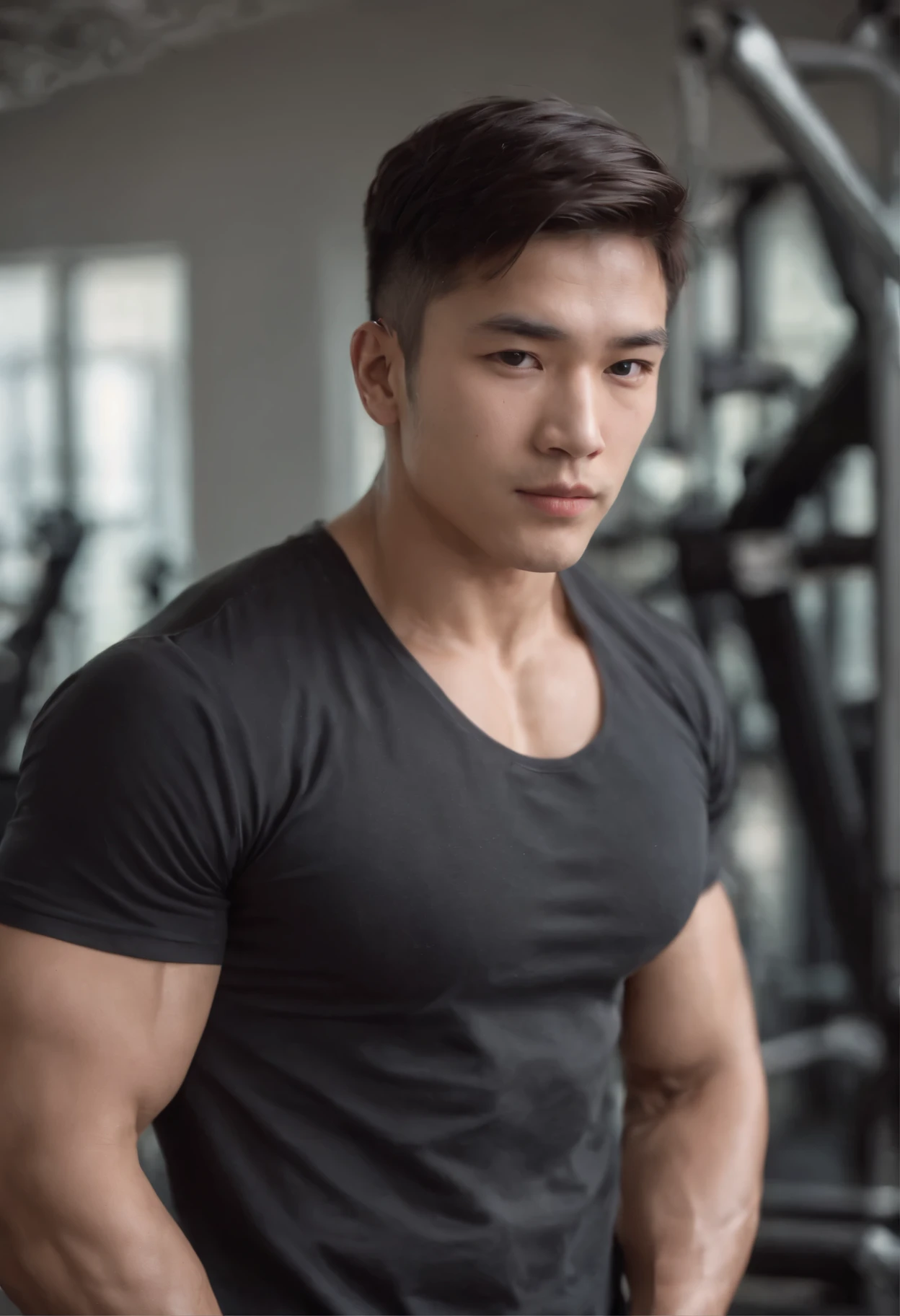 Man in gym, Ripped,Bigchest, lean and muscular, well-muscled, lean but muscular, beautiful handsome body, very muscular, muscular bodies, shirtless, Muscular men, sexy muscular body, musculature, Attractive body, well-muscled, muscular build,Gentle face,asian human,20-years old