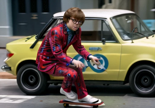 Austin Powers playing Electric Guitar riding Skateboard on Jacksonville Florida at Desert was Mexican 