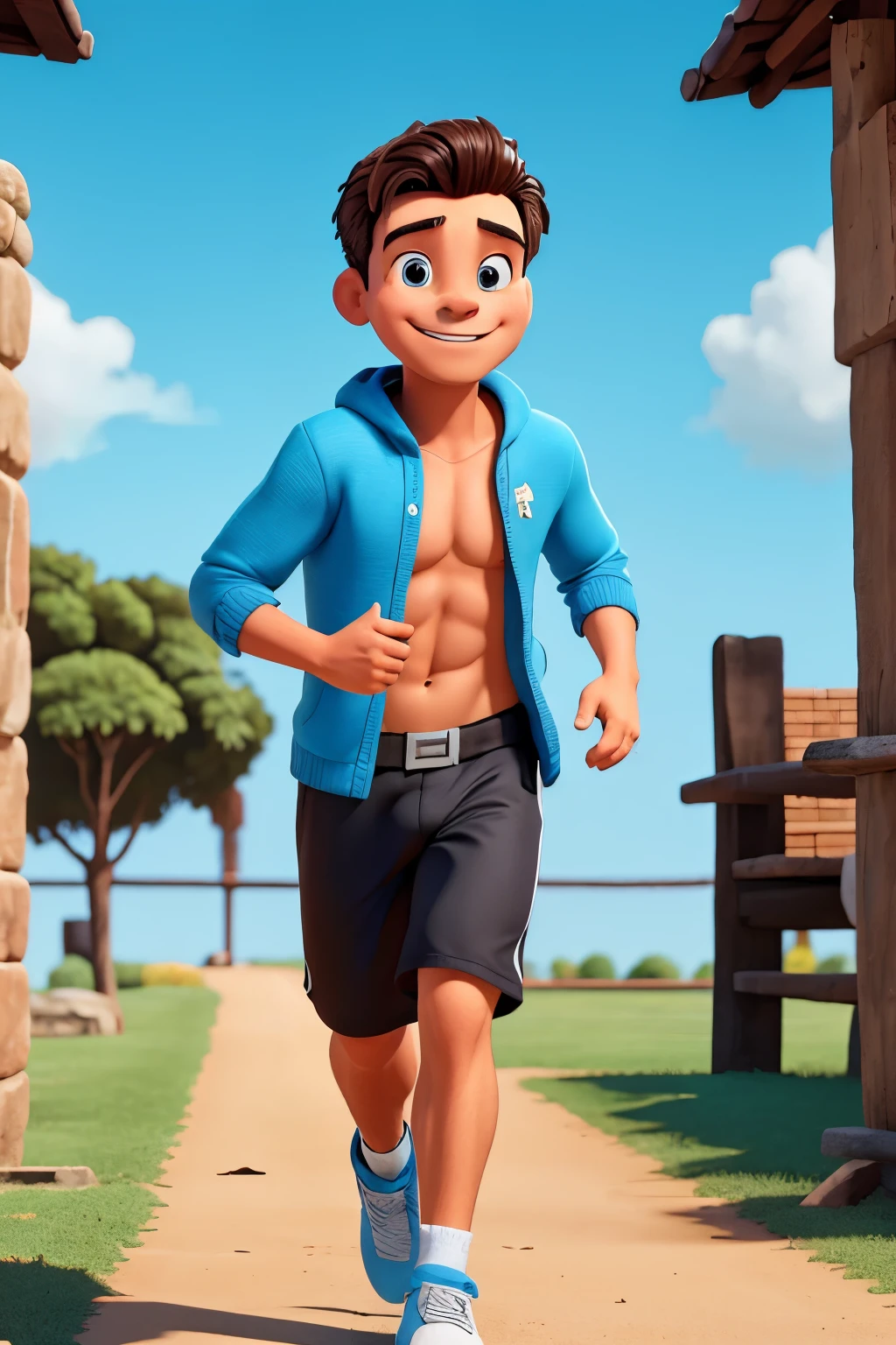 Homem feliz e healthy e forte correndo