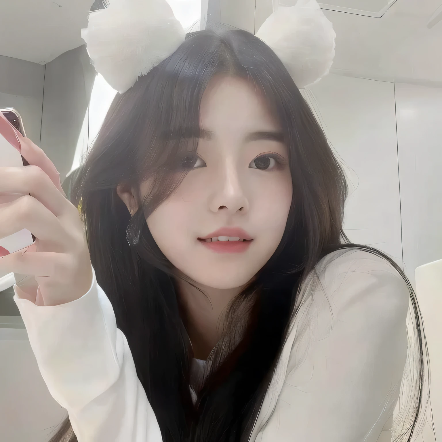 There is a woman taking a selfie with her mobile phone, Ulzan, WAN cute Korean face, Black Pink Jenny, Nam Jae-yeon, Sakimichan, Beautiful Korean woman, Cui Xianhua, Korean Girl, jinyoung shin, White Ji haircut, Lee Ji-eun, Lee Ji-eun, gongbi, Stopping distance - minutes