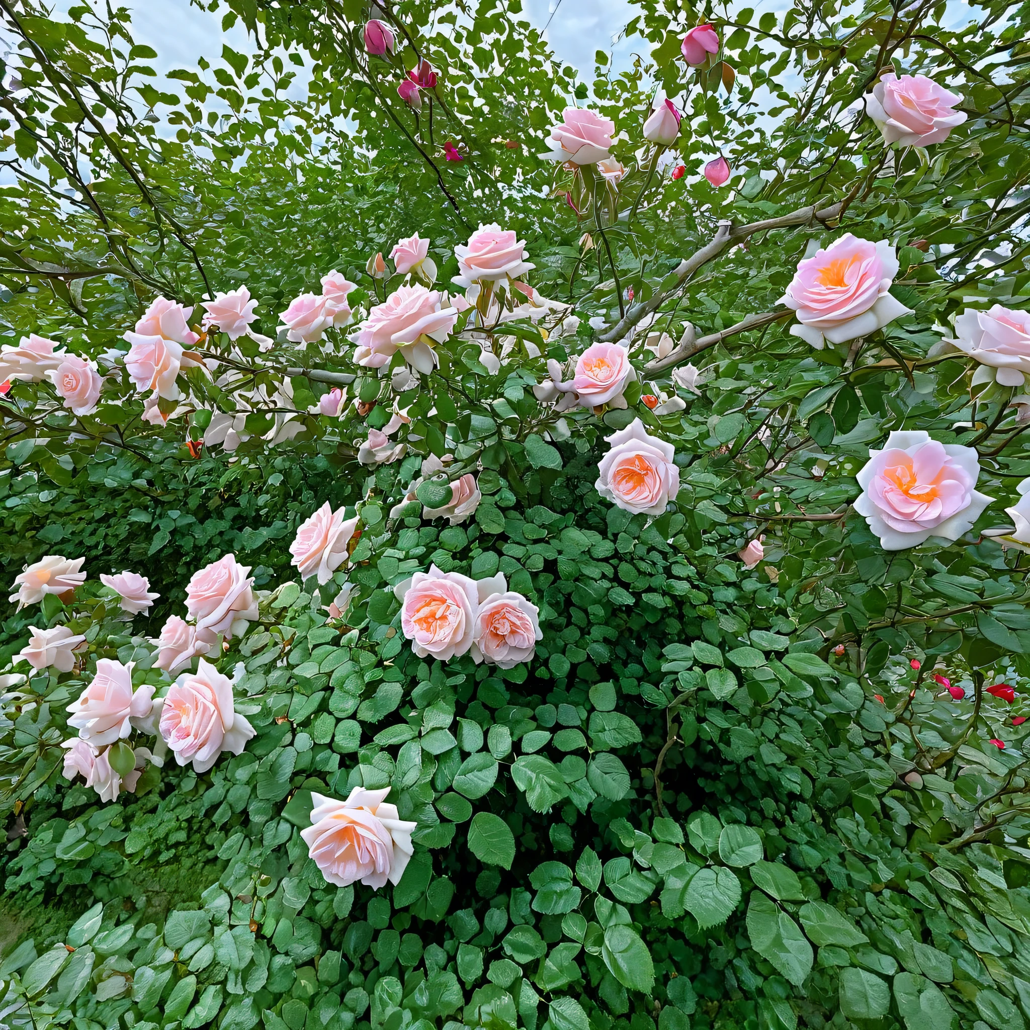auto focus photo of roses on a tree