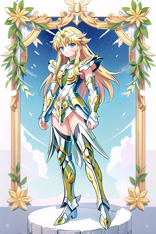 Une femme, 25 ans, mangas, cheveux longs, cheveux multicolores, Saint Seiya, Hyoga, Cygnus, God Cloth, mythycal armor, Saint Seiya Cosplay, armure de chevalier, myth cloth, Hyoga cosplay, Scandinavie, hiver, swam designed armor, glacier, neige