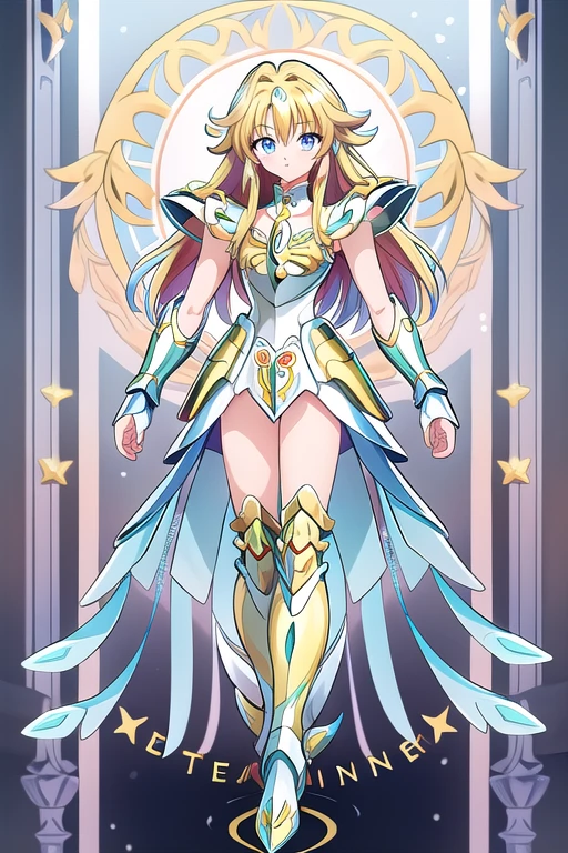 Une femme, 25 ans, mangas, cheveux longs, cheveux multicolores, Saint Seiya, Hyoga, Cygnus, God Cloth, mythycal armor, Saint Seiya Cosplay, armure de chevalier, myth cloth, Hyoga cosplay, Scandinavie, hiver, swam designed armor, glacier, neige