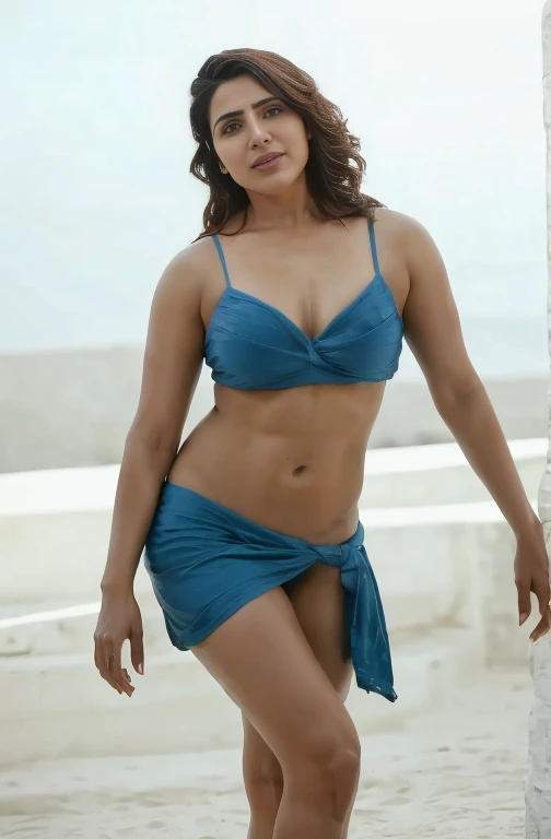 Samantha ruth prabhu,Masterpiece,full body close up of a average size woman,bikini,dancing, exposing navel and cleavage, close body shot, stylish pose, sexy girl, beautiful pose, sexy pose, very sexy pose, gorgeous lady, chest up bust shot,  semi naked