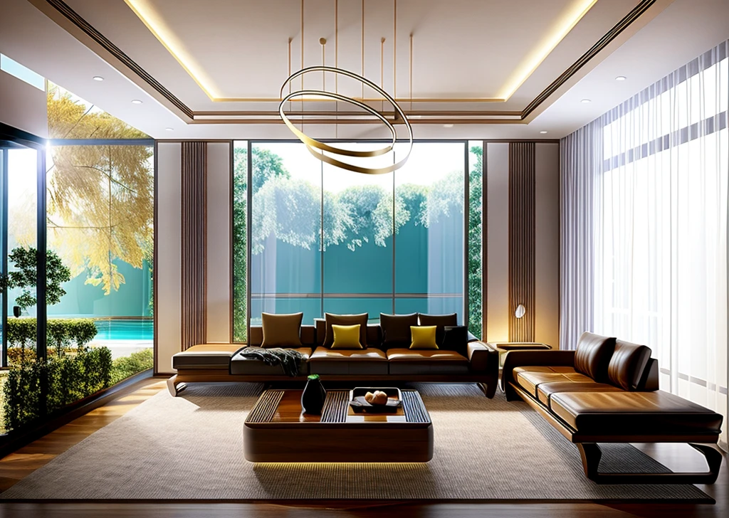  Real photo of living room, gorgeous design, modern style, sculpture, night lights, shadows, brilliant lights, artistic lighting. Studio photos, intricate details, luxurious and spacious, beautiful, realistic, High resolution, detailed, sharp, 8k uhd quality