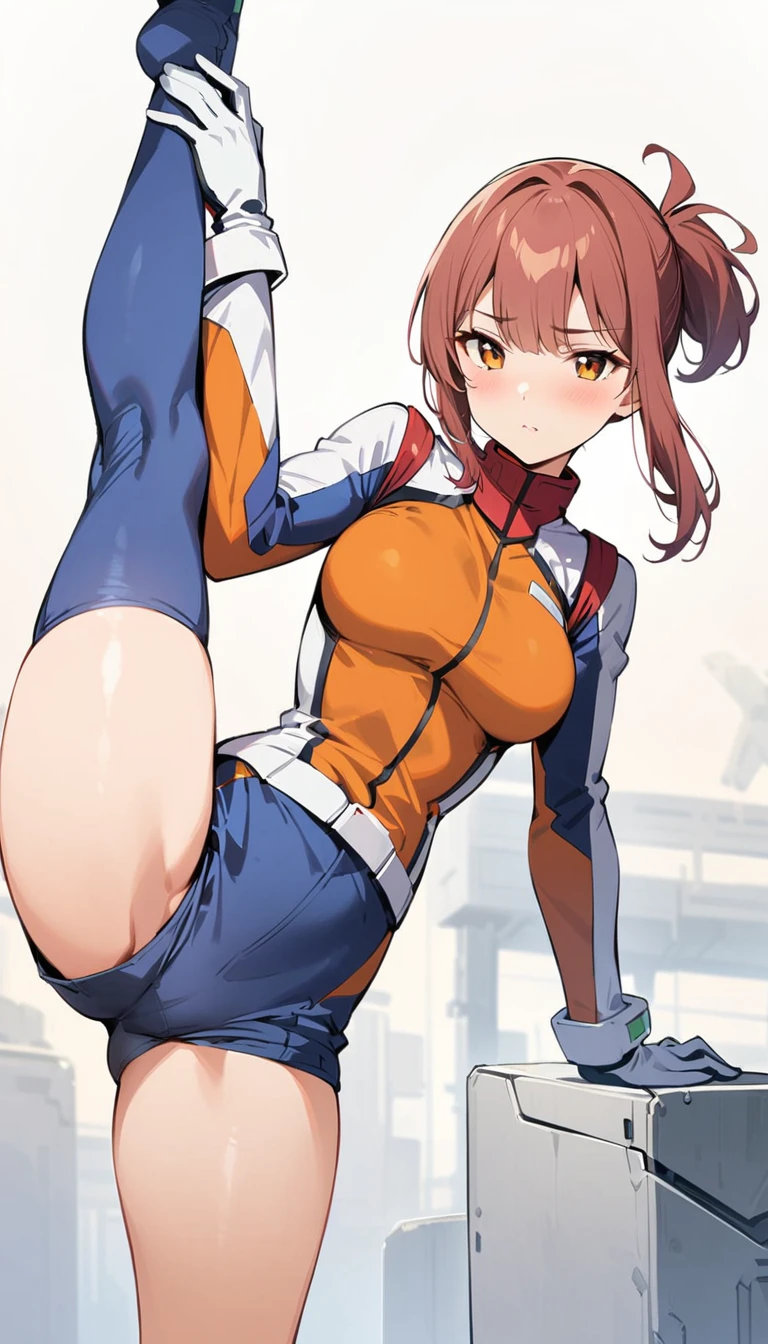 (masterpiece, best quality:1.2), 1girl, solo,standing_split,
( gundam pilot suits uniform ),