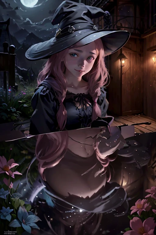 To join her on a romantic adventure. The witch wears a flowing black dress with silver embroidery and a pointed hat. She is holding a spellbook, Filled with ancient spells and magic. Her dwarfism、Adds an element of uniqueness and glamour to her look.

The scene is set in a picturesque garden, Illuminated by the soft glow of the moonlight. Colorful flowers bloom around the witch., Petals reflecting the gentle rays of the moon. A small stone path leads to a rustic wooden bench, A witch anxiously waiting for her boyfriend.

The art medium used to create this masterpiece is a combination of digital illustration and Oil painting techniqueques. Intricate details of witch characterization, Her captivating eyes, Luscious pink hair, and her Cute smile, Brought to life with precise brush strokes and vibrant color gradients.

Regarding image quality, This artwork is of the highest standard. A masterpiece in 4k resolution, Made with meticulous attention to detail. A realistic rendering of the witch&#39;s face and the surrounding garden、Create an immersive experience for your audience.

The overall style of the artwork is、Leaning towards fantasy and magical realism. It captures the essence of a whimsical world where witches and magic exist.. The color palette chosen for this piece includes、Soft pastels included, Mainly pink and blue hues, Creates a dreamy and fantastical atmosphere.

To enhance the lighting effect, Studio lighting technology is used, Soft Cast, The Witch and the Warm Glow of the Garden. The light dances on the flowers、Illuminates the witch&#39;s face, accentuates her delicate features、Emphasizes a seductive atmosphere.

In summary, The steady diffusion prompt of this artwork is:

"Beautiful young witch with dwarfism,Long wavy pink hair, Cute smile, Soft blue eyes, Medium chest,Standing on a corner in Winslow, Arizona、Waiting for a gigantic boyfriend,digital illustration,Oil painting technique