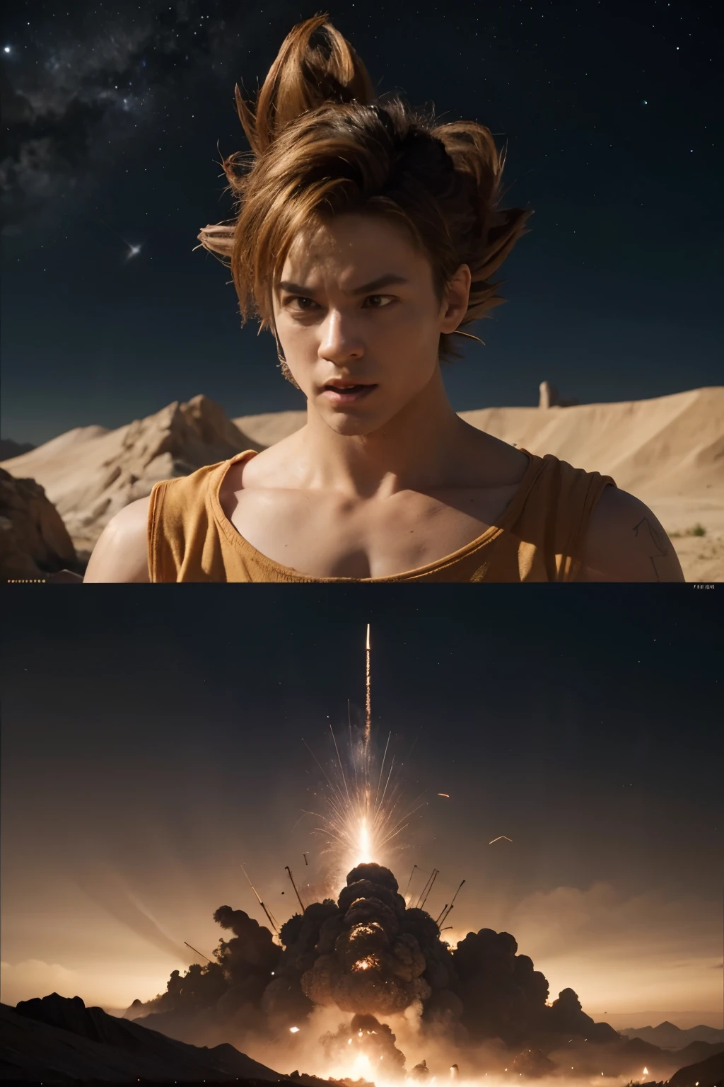 goku siendo una cientefico futuristico. donde este creando una arma destruira todo el universo