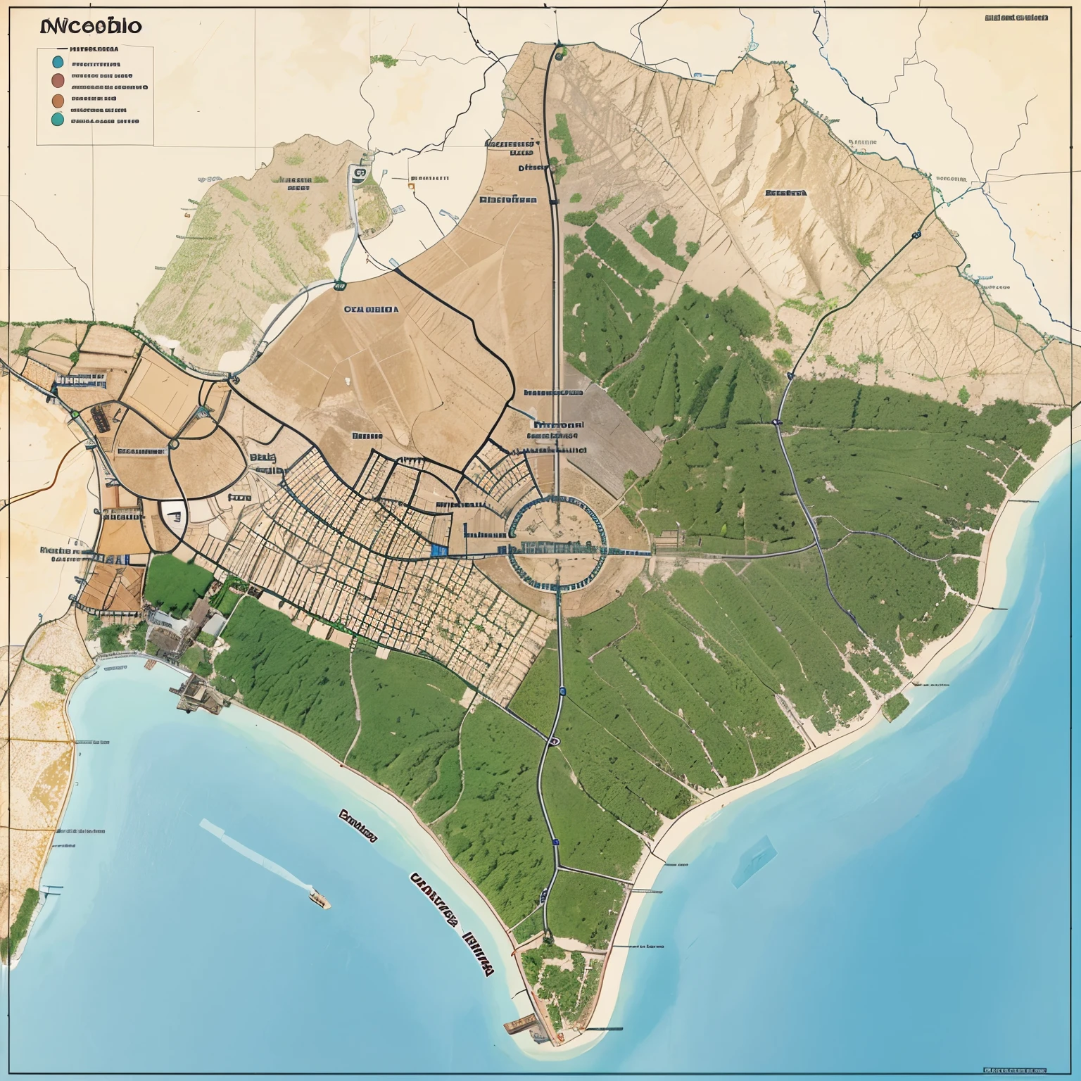 mapa de un reino inventado, con el nombre de sus pueblos tambien inventadso