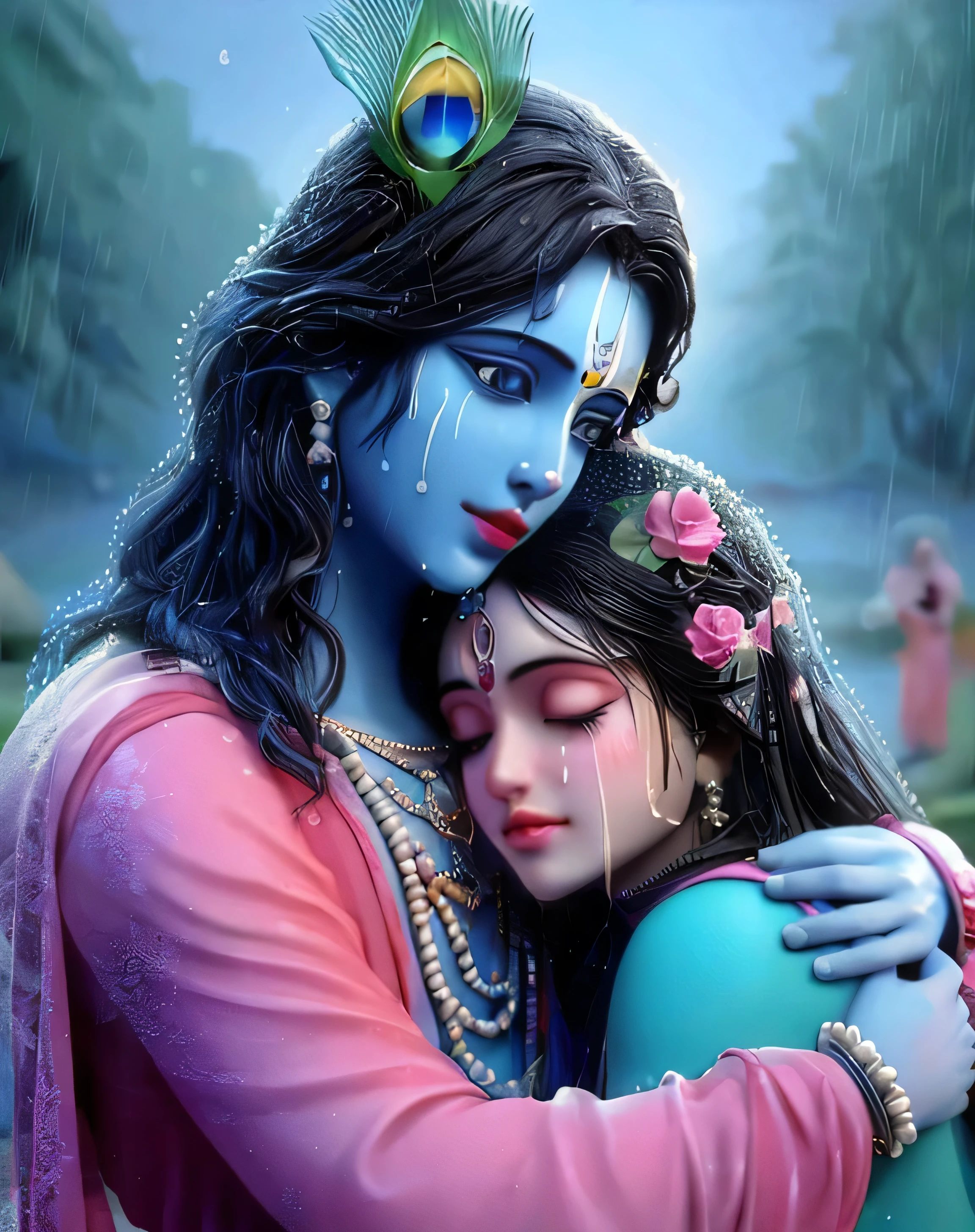 Lord krishna with radha in childhood 