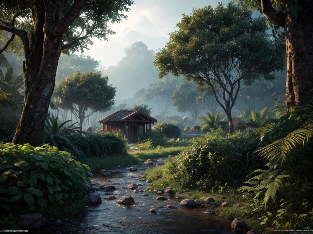 Jungle, heavy rainfall, monochrome, vines everywhere, huge and humid trees, masterpiece, best quality, high quality, very detailed CG unified 8k wallpaper, oil painting, award-winning photography, bokeh, depth of field, HDR, bloom, color difference, realism, very detailed, trends on artstation, trends on CGSociety, intricate, high detail, drama, midjourney art, volumetric lighting