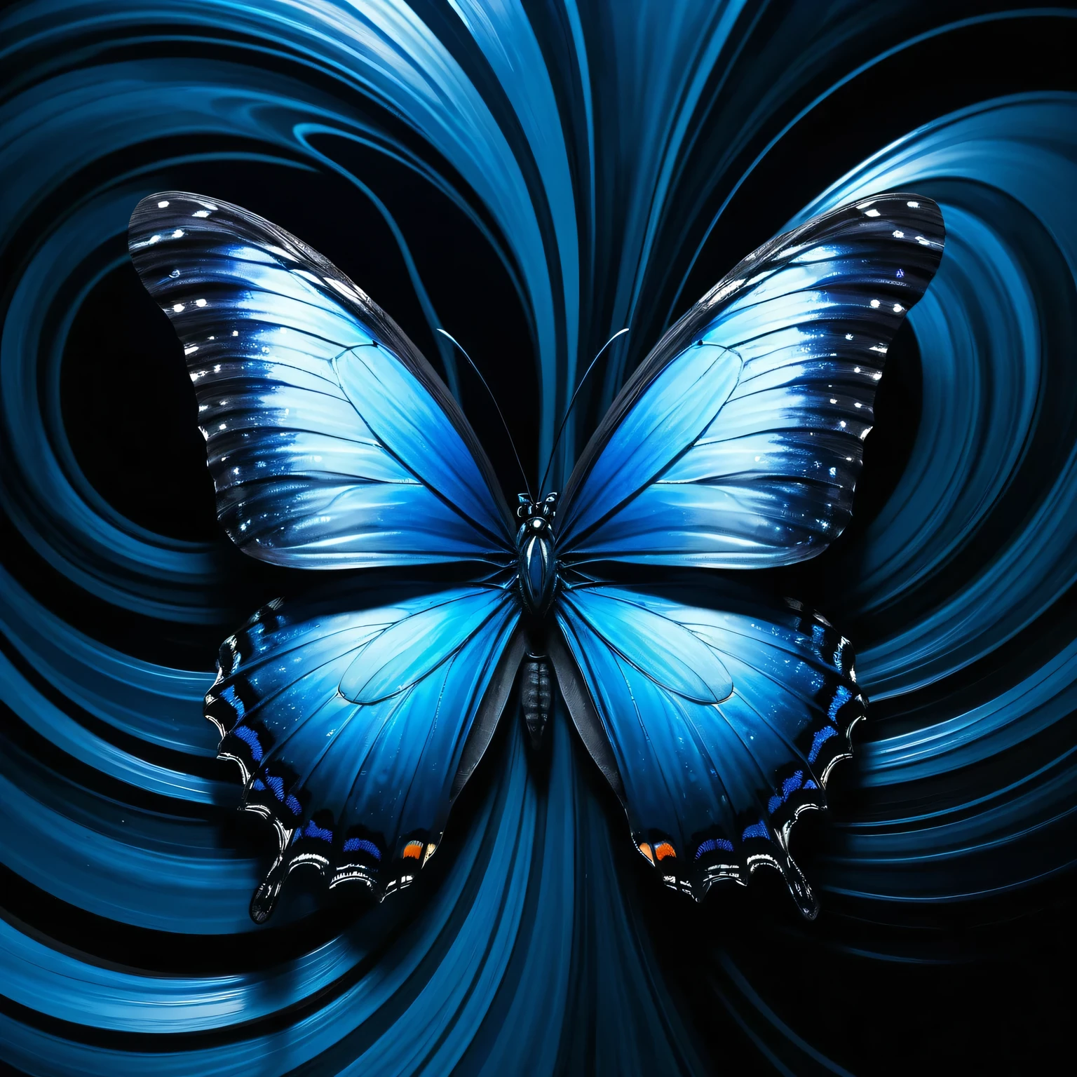 (blue butterfly):1.305, sloppy art, picture in picture, hidden meanings, mystery picture, mysterious art, unearthly art, Line art, Wave art, darcklighting art, difficult, detailed, intricate, perfect, masterpiece, abstraction, real, detailed, Movie Still, Film Still, Cinematic