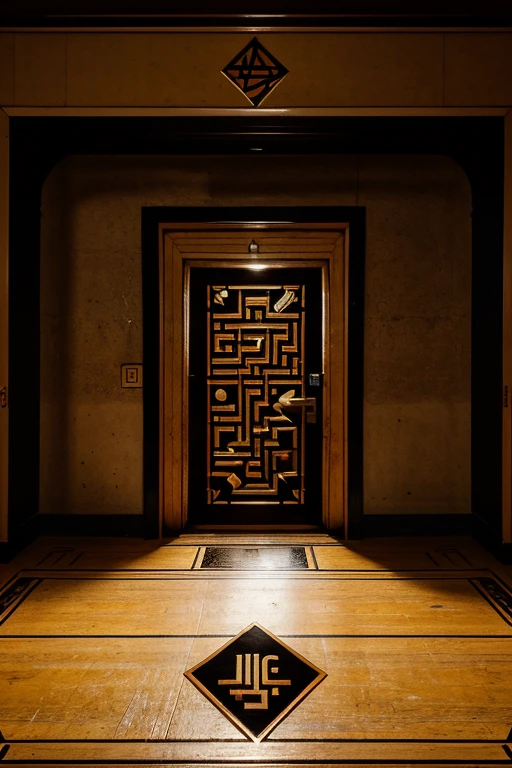An arcade-style logo with a retro font and a symbol like a maze, a magic door or a mountain, sugerindo uma jornada de aventura