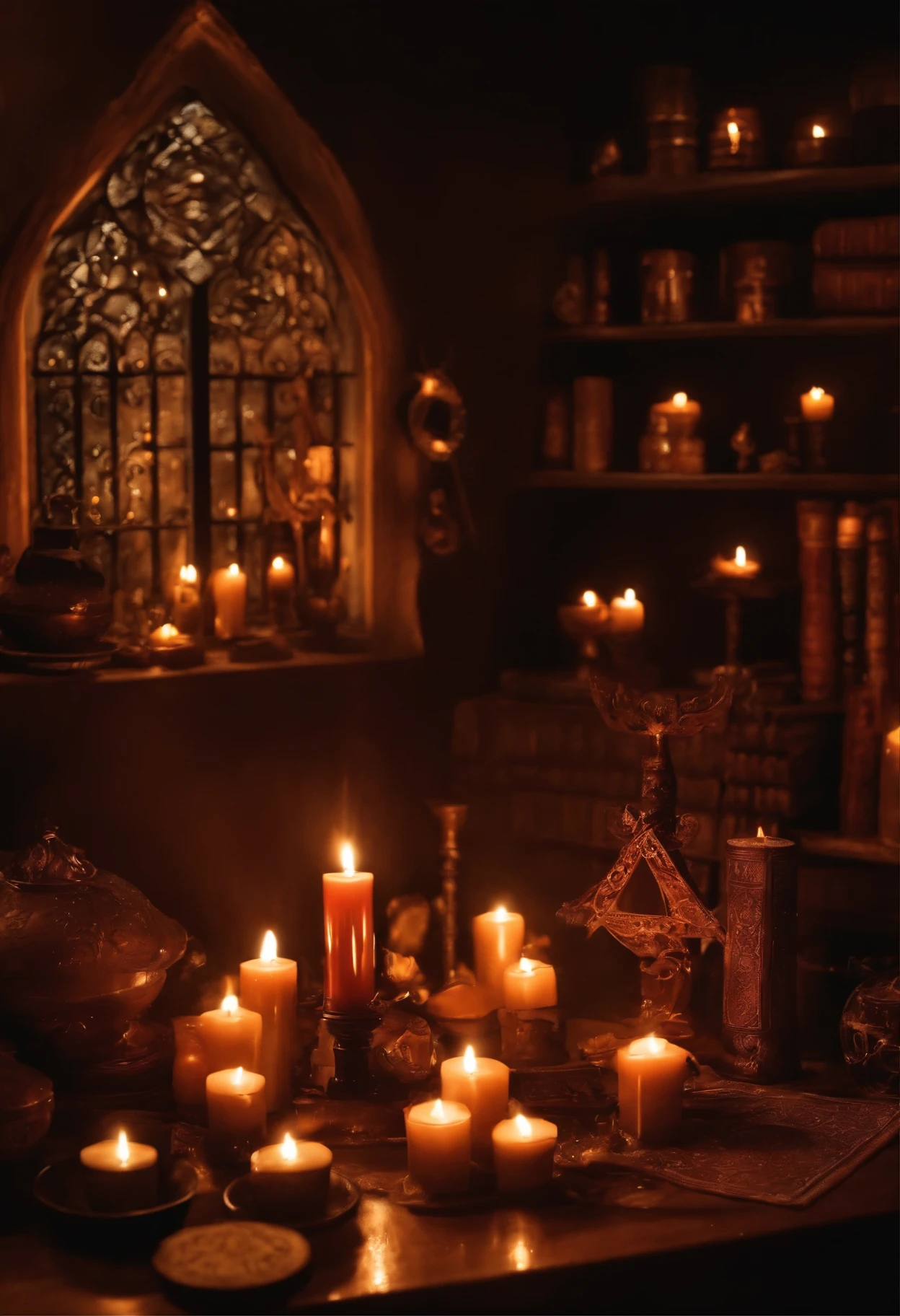 magical ritual, candles, incense burning, sigils, gromoir, spells, home office,