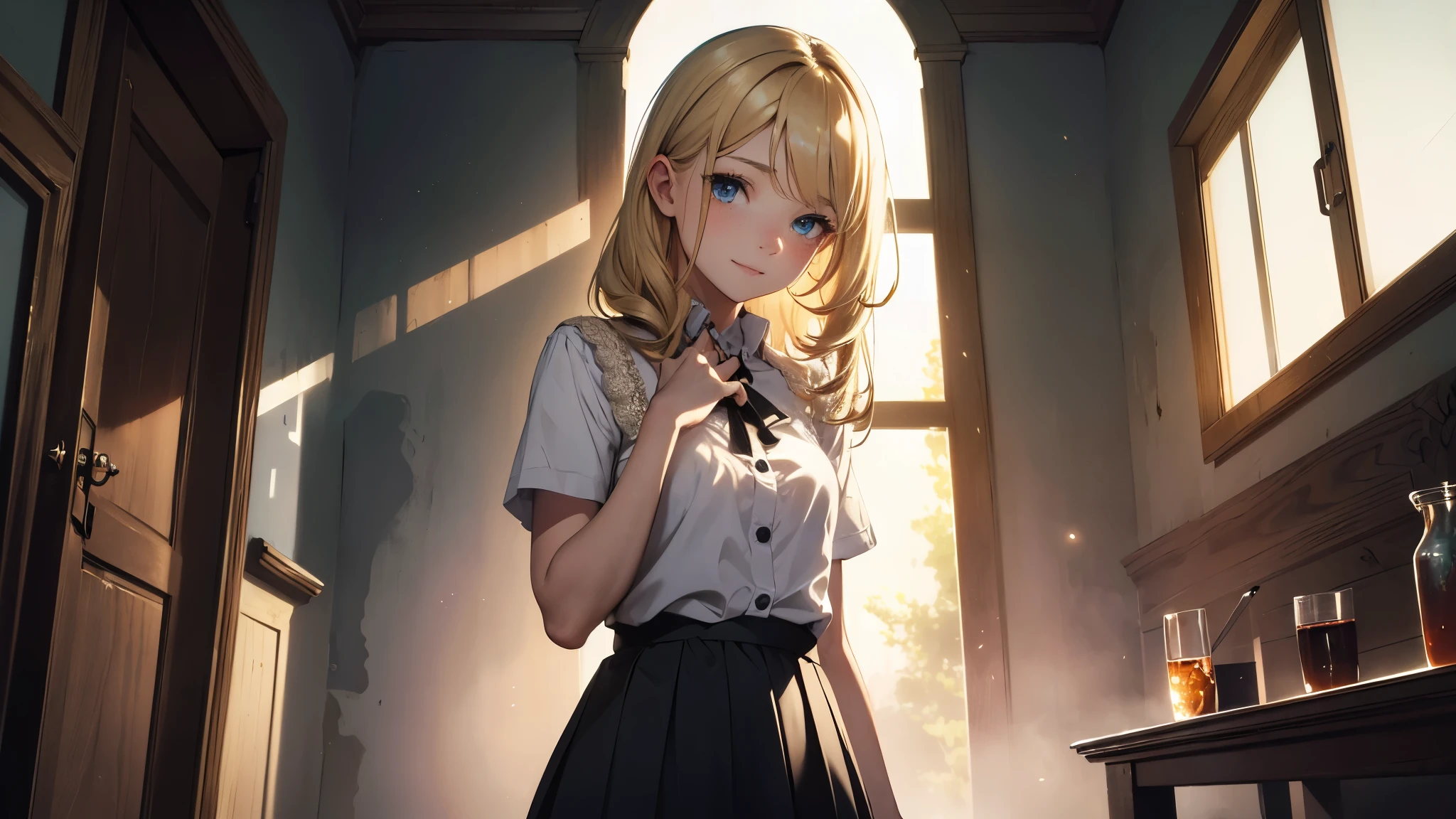 ((masterpiece,best quality,ultra detailed,ultra high res)), soft realistic focus, Perfect Eyes, dynamic shadows, realistic image, vibrant colors,light leaks,dreamy atmosphere,chiaroscuro,BREAK
experimental charm, The girl is depicted in full growth, girl , thin and tall, you see the girl from head to toe, nostalgic appeal, country girlfriend, she take you with yourself, skirt and short blouse, soft mischievous smile, freckles, blonde hair, slightly leaning forward, flashback of memories, blonde, holding your hand