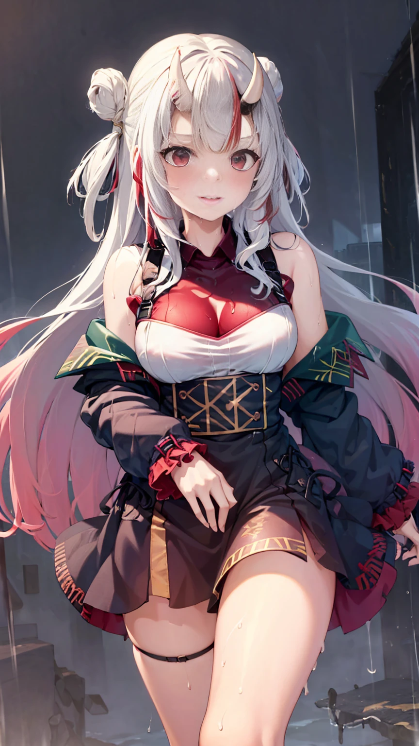 tmasterpiece，k hd，good quality,wheat field，Sunshine 1 girl, Extremely detailed,Ambient，Light red blouse， Extremely delicate big eyes, Honkai，klara with huge breasts， huge breasts cleavage，(little breast , Silvery-white hair。choker necklace，Earrings, Drill hair, ,White stockings with lace，Small leather shoes，angle of view,Pay attention to arm details, Finger details, Shy, Smiling, Blushing, Perfect hands, Depth of field