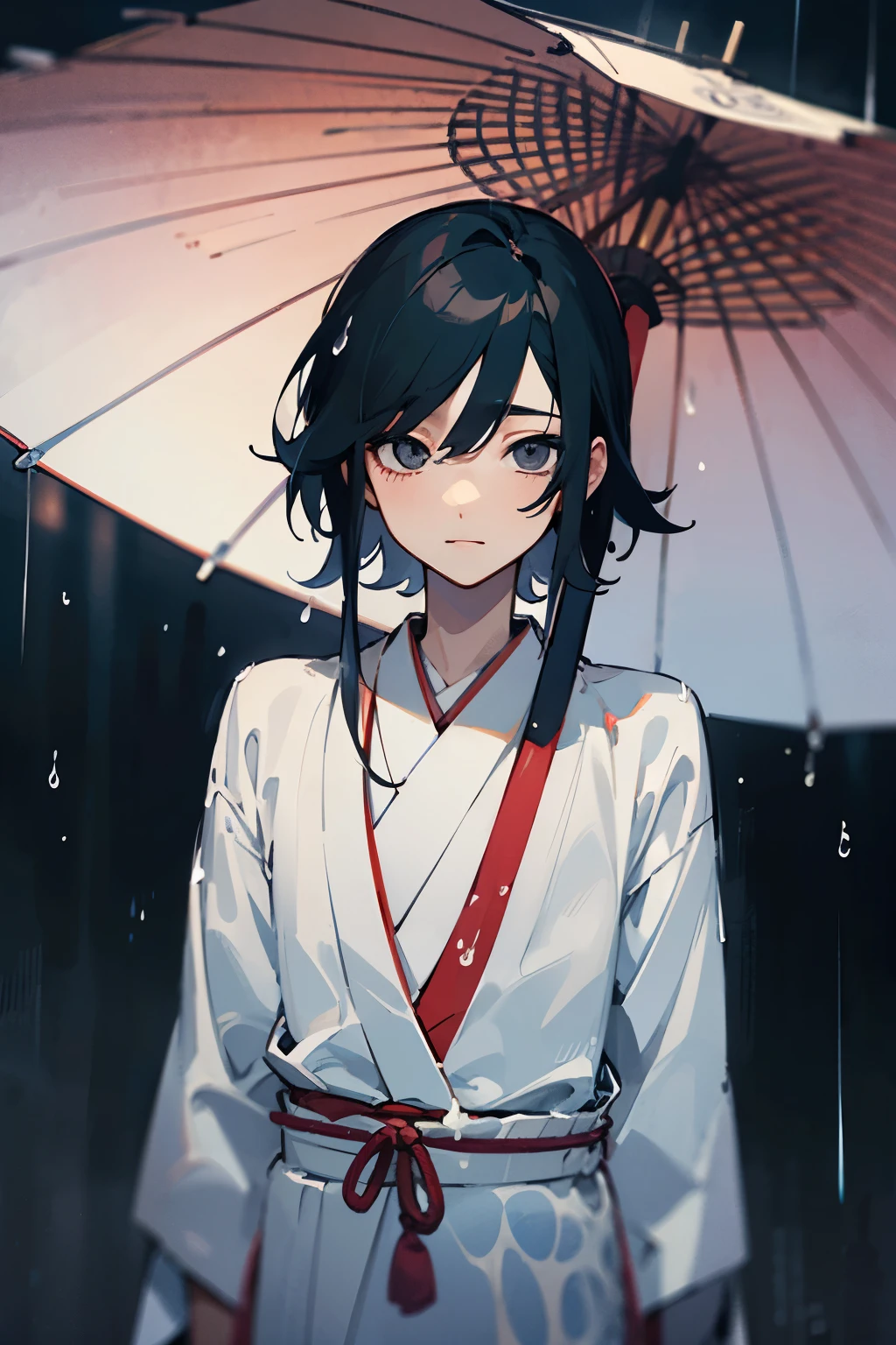 Beautiful Face, highest quality,Beautiful black haired Japanese boy completely naked, semen, Raining,NSFW,Lower Body,Adult