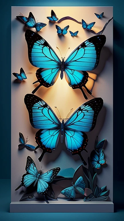 blue butterfly, (many blue butterflies), Accent Lighting, Volumetric Lighting, backlighting, (design art: 1.5), (Highly detailed), (high resolution), (Best quality), (masterpiece)
