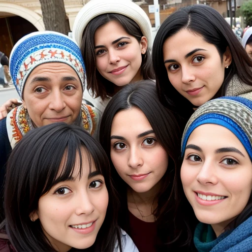 Group of Asmonean jewish  gathered together, focusing on face.