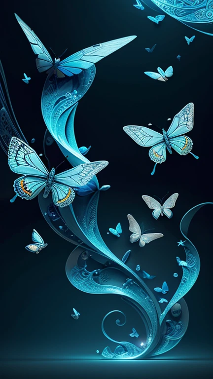 blue butterfly, (many blue butterflies), Accent Lighting, Volumetric Lighting, backlighting, (Fractal Art:0.9), (Abstract art:1.4), (Highly detailed), (high resolution), (Best quality), (masterpiece)
