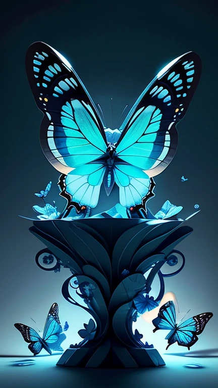 blue butterfly, (many blue butterflies), Accent Lighting, Volumetric Lighting, backlighting, (Fractal Art:1.2), (Abstract art:1.4), (Highly detailed), (high resolution), (Best quality), (masterpiece)
