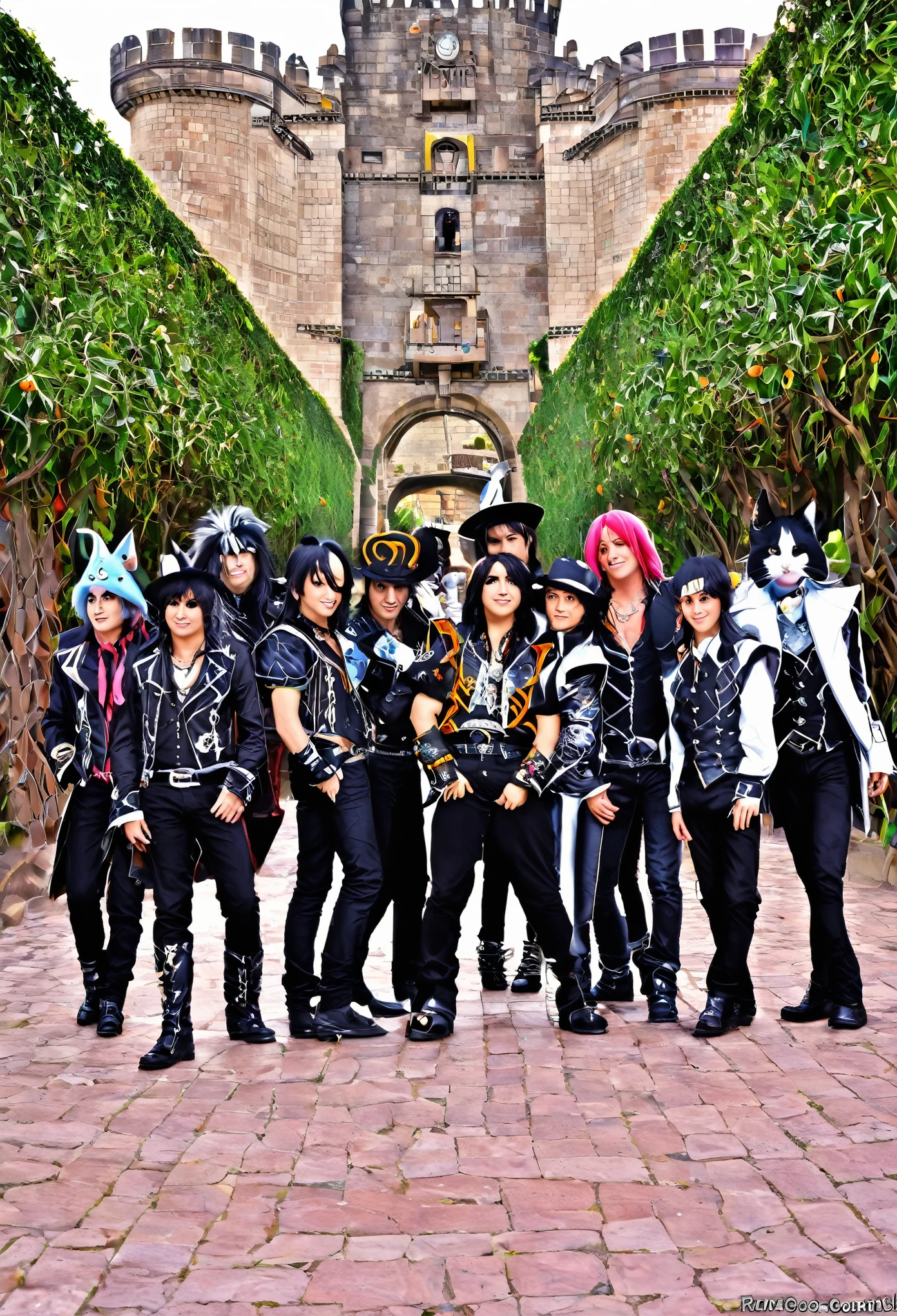 Grupo de rock mago de oz, anime, gato rison, sombrerero loco, castillo, reyna de corazones, alicia, 