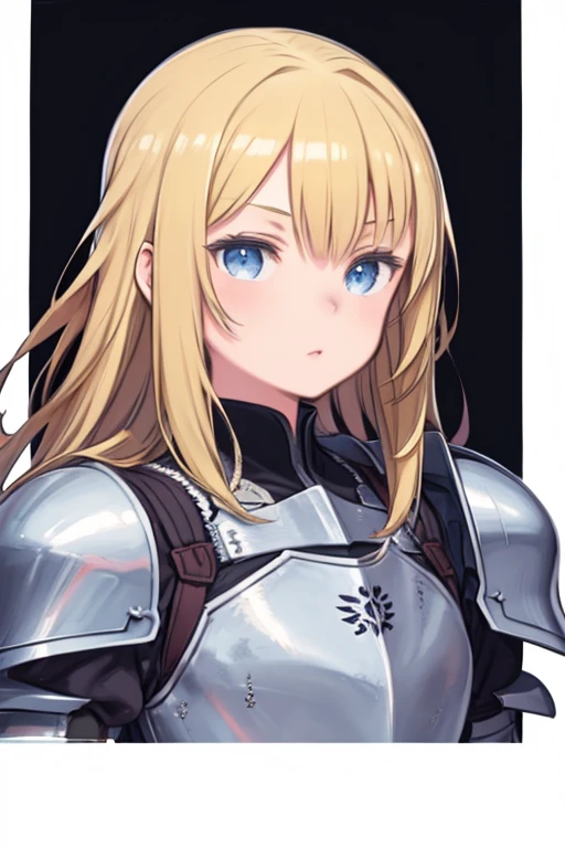 One girl, Blonde, blue eyes, knight, armor, Portraiture