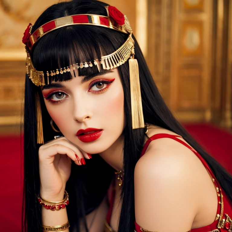 Cleopatra vii labios rojos gruesos seductora faraona