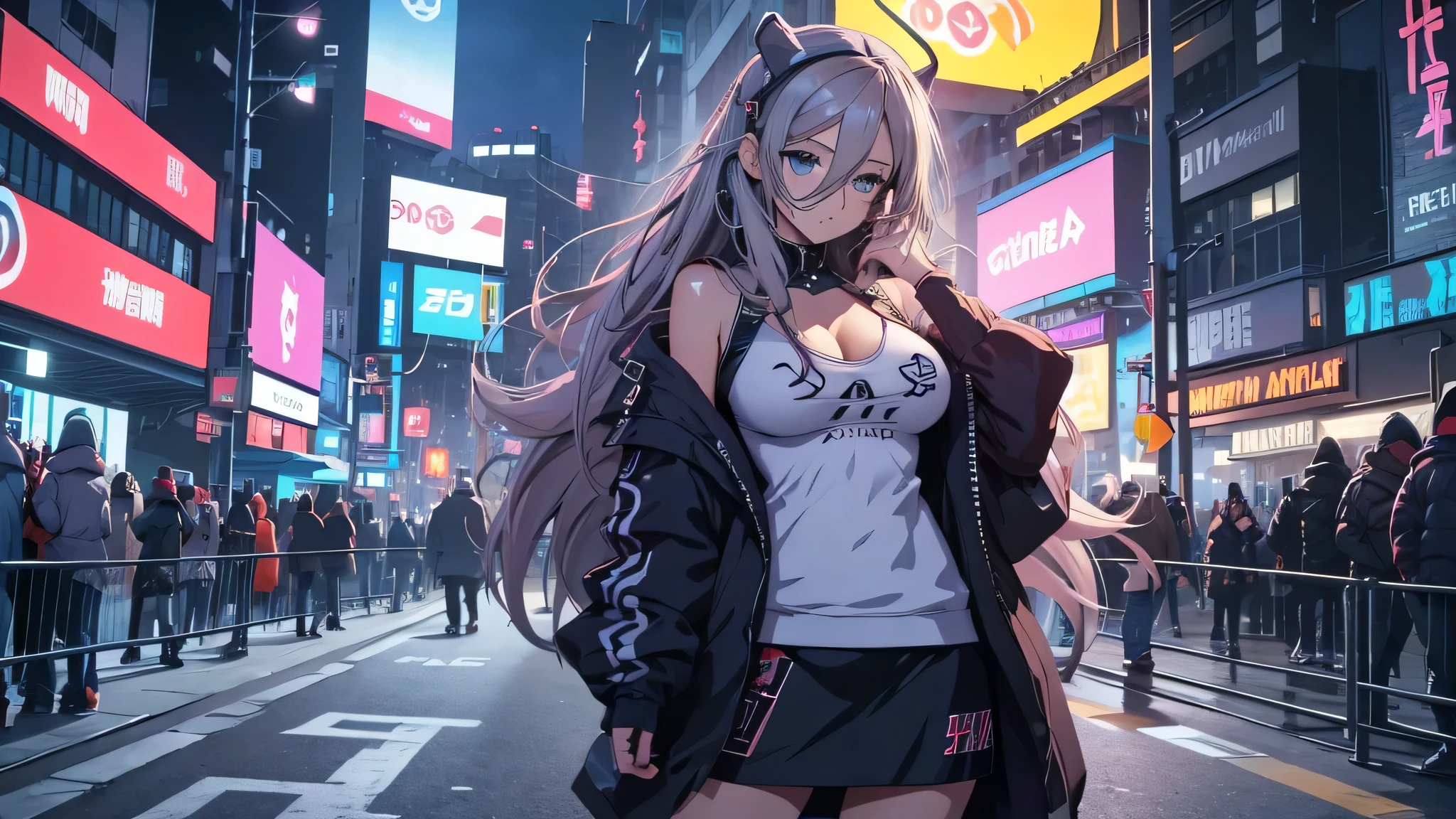 Chicas anime posando en una ciudad por la noche., oppai ciberpunk, anime ciberpunk art, anime ciberpunk, arte del anime ciberpunk, digital arte del anime ciberpunk, ciberpunk digital - arte anime, anime ciberpunk moderno, anime ciberpunk digital!!, mejor fondo de pantalla de anime 4k konachan, chica anime cyberpunk femenina, en la ciudad ciberpunk, tendencia en cgstation, mujeres ciberpunk