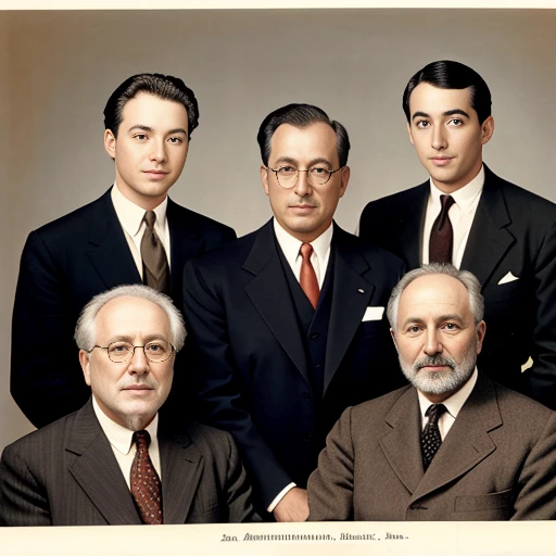 color photo assembled group of of a  Abramowitz man, focus on the face, color photo.