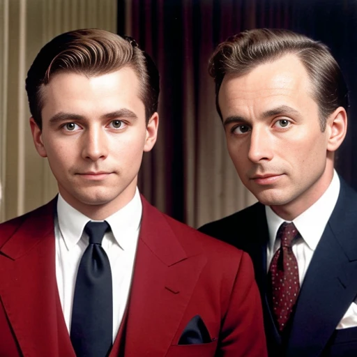 Color photo of a group of Abramowicz, dressed in a suit. focus on the characters' faces color photo 4k image