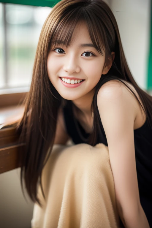 Japanese girl),((Beautiful girl)),cleavage,the expression imagining what feels good:1.2,(perfect body beauty:1.2),((perfect body)),(shy smile),beautiful teeth,